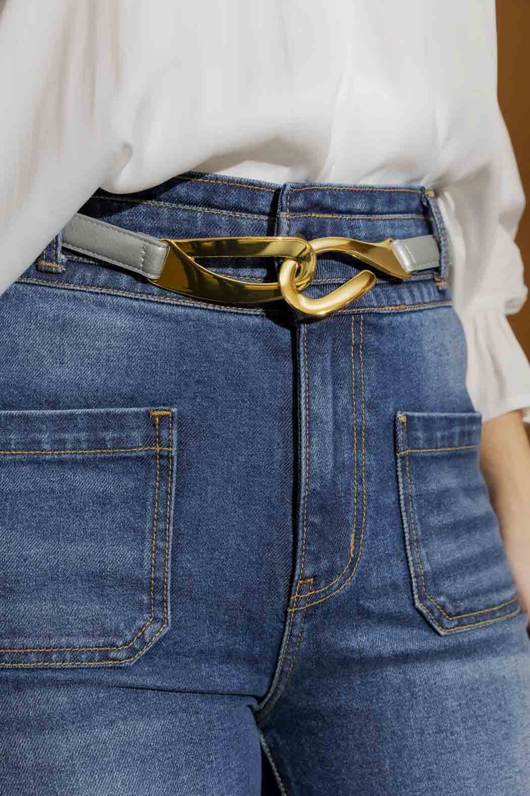 Silver Gold Hook Belt Silver O/S