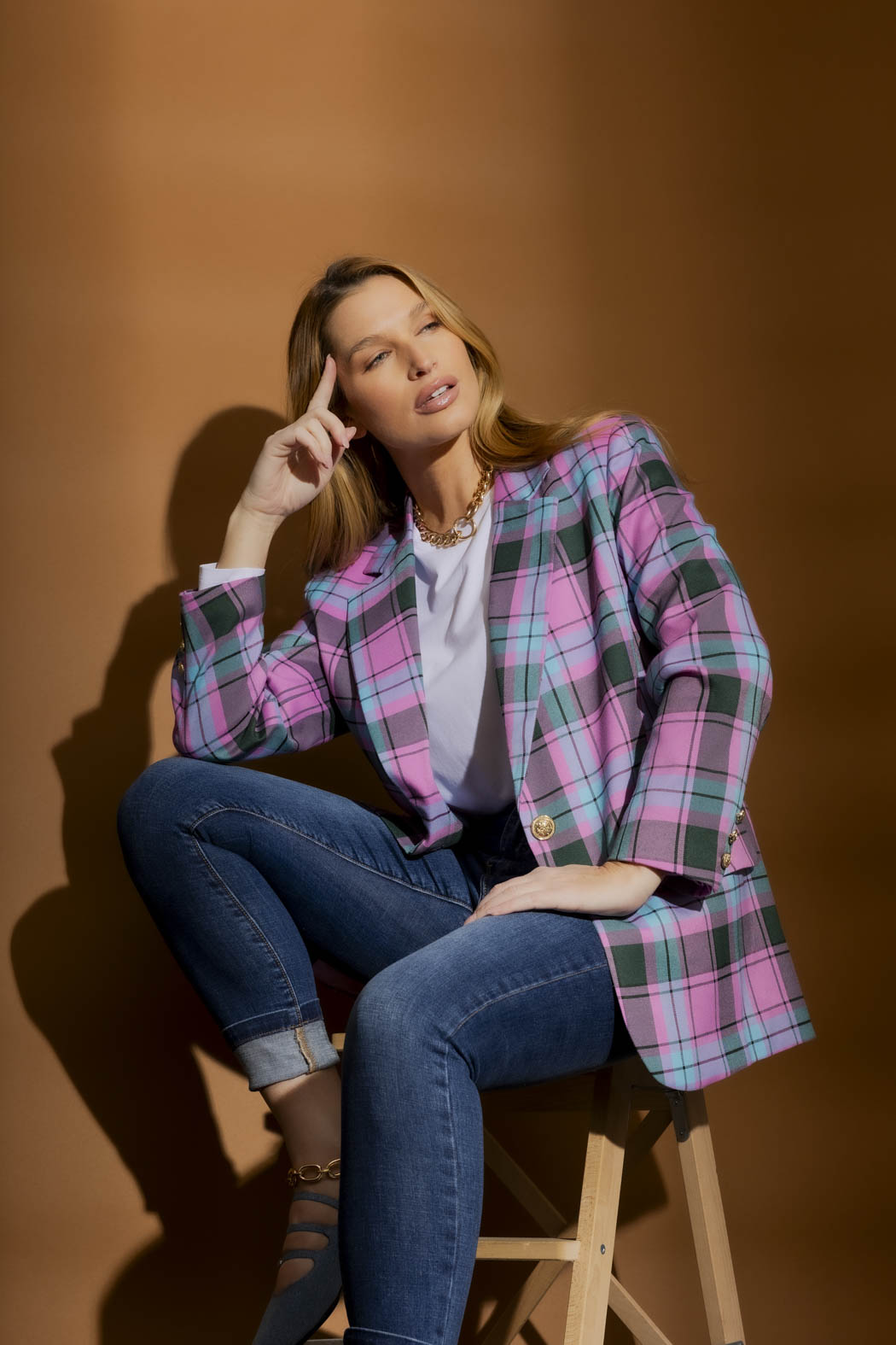 Plaid Boyfriend Blazer
