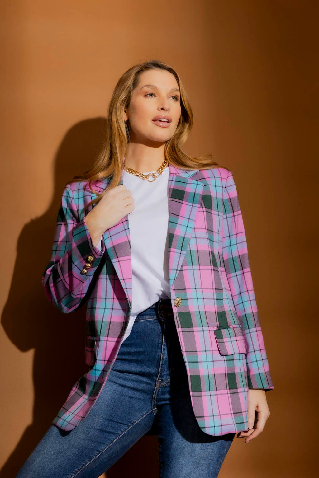 Plaid Boyfriend Blazer