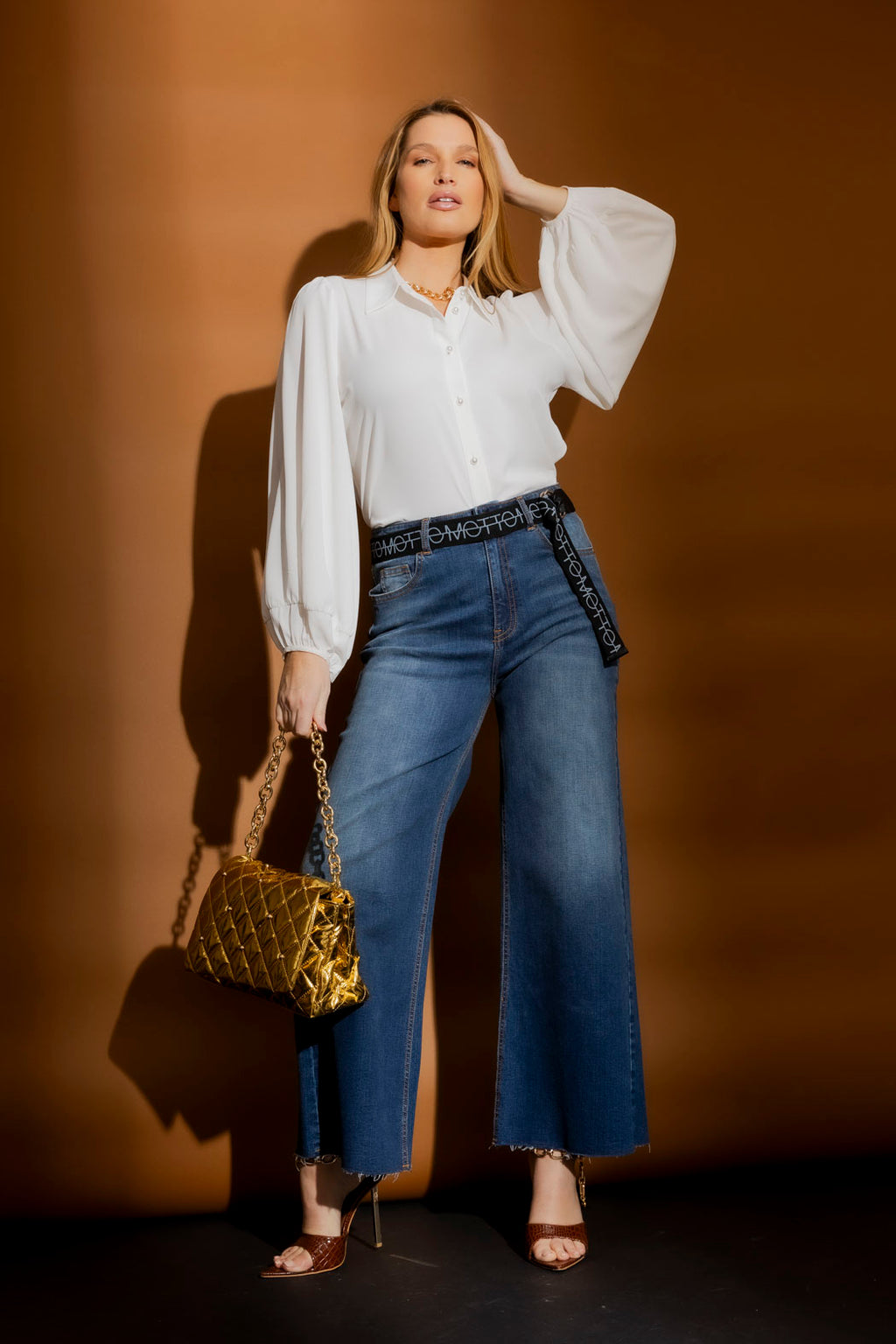 Mid Blue Wide Leg Jean Blue