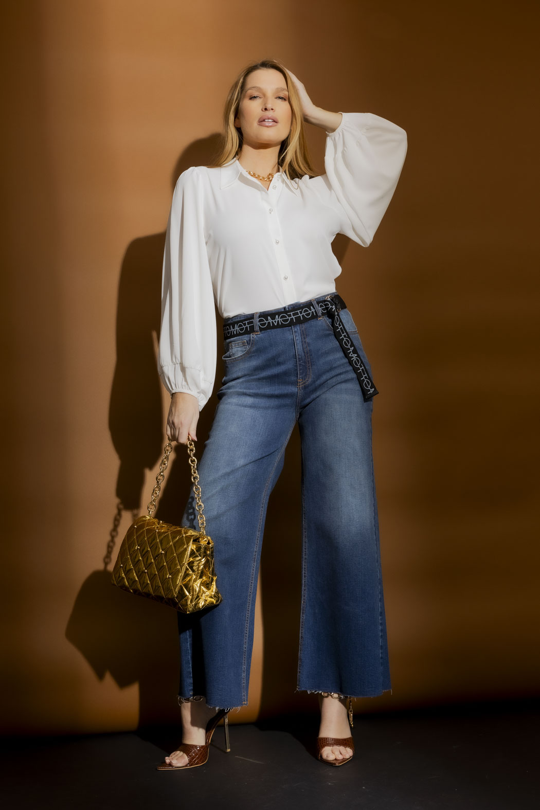 Mid Blue Wide Leg Jean Blue