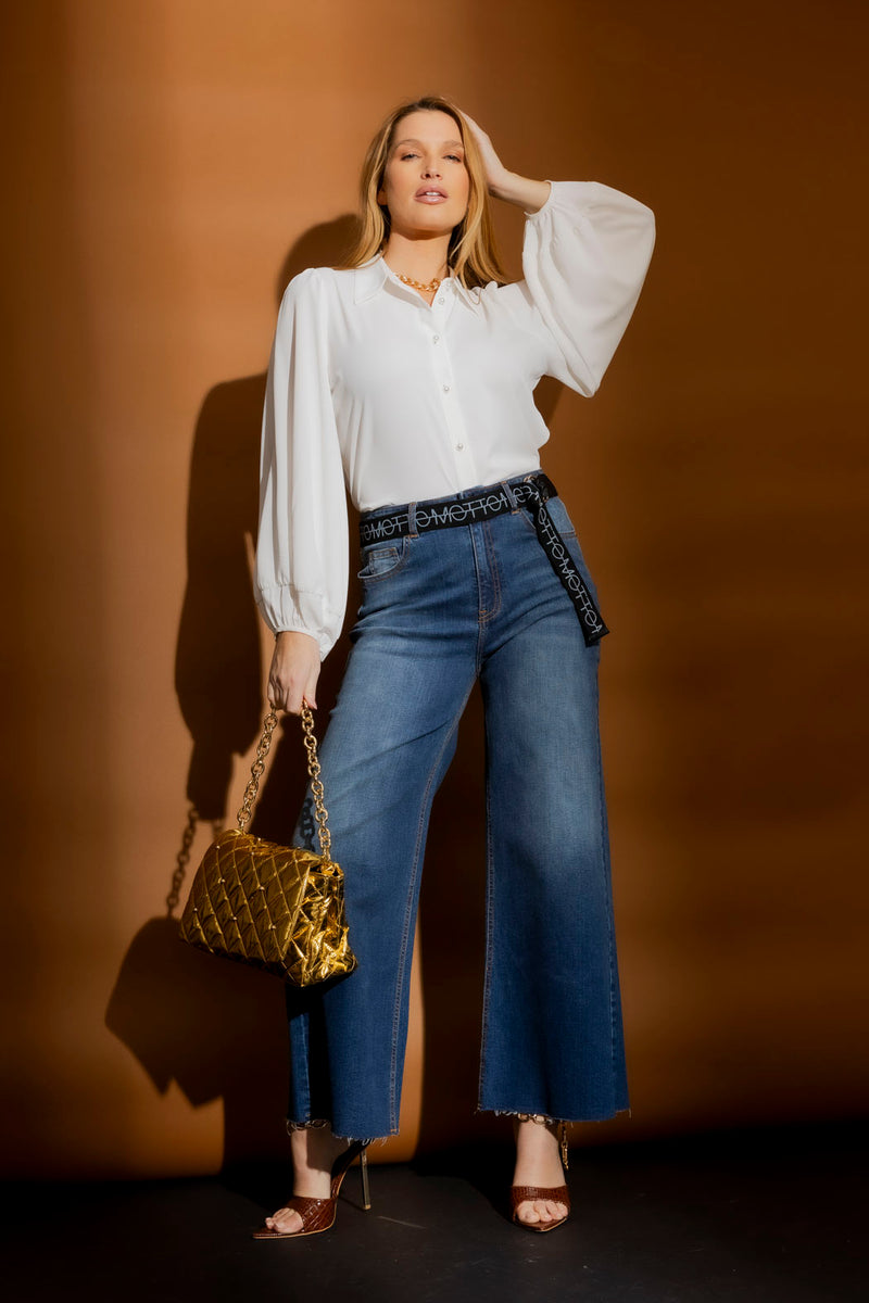 Mid Blue Wide Leg Jean Blue