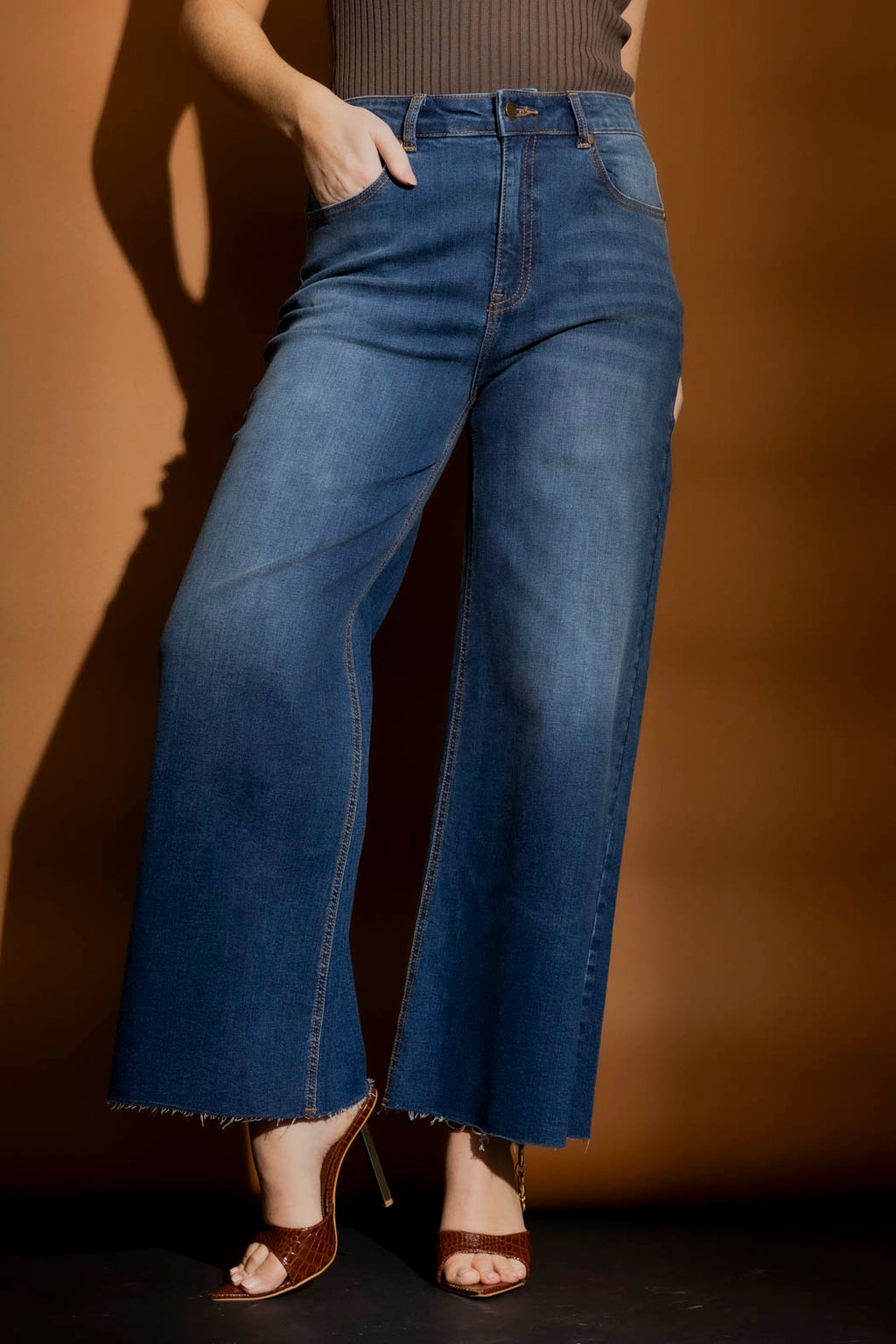 Mid Blue Wide Leg Jean Blue