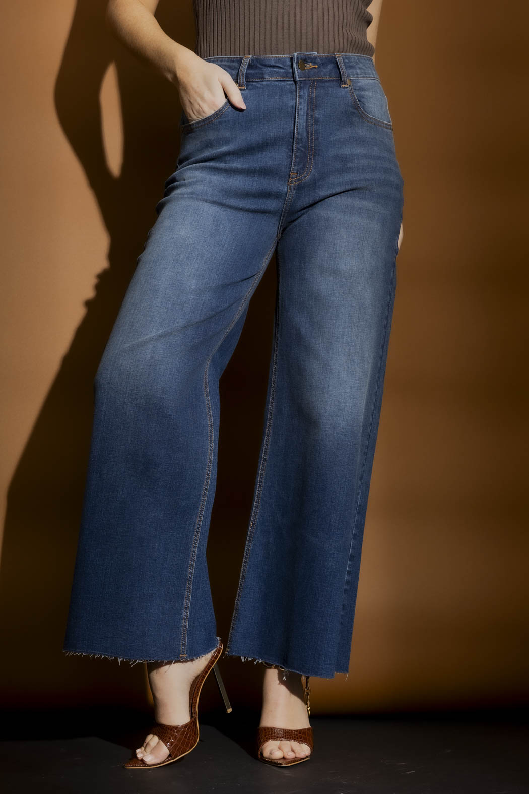 Mid Blue Wide Leg Jean Blue