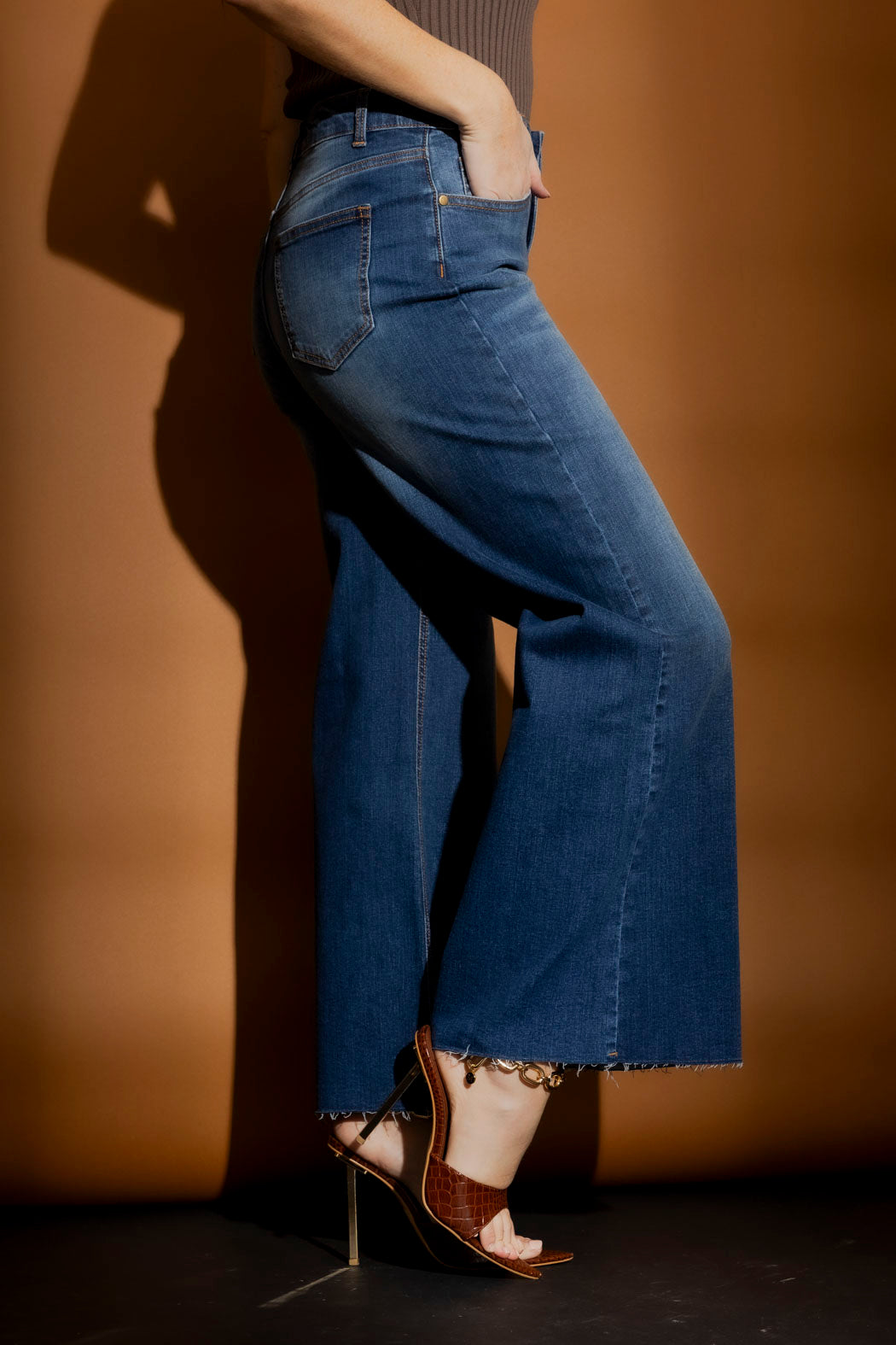 Mid Blue Wide Leg Jean Blue