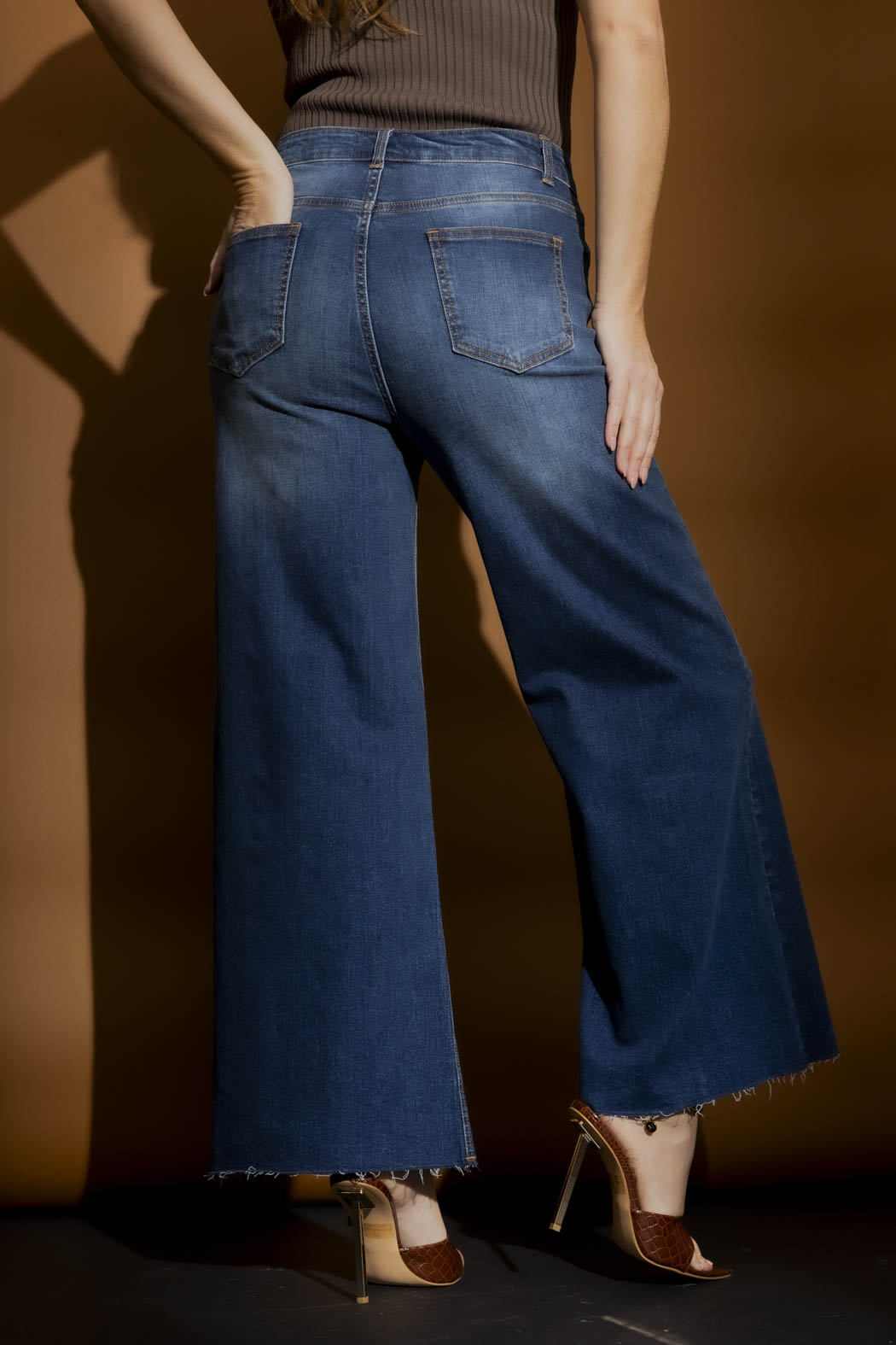 Mid Blue Wide Leg Jean Blue