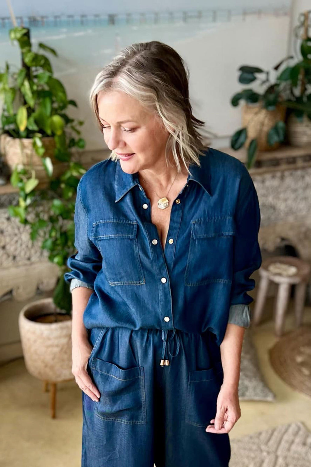 Dark Denim Tencel Asana Shirt Dark Denim