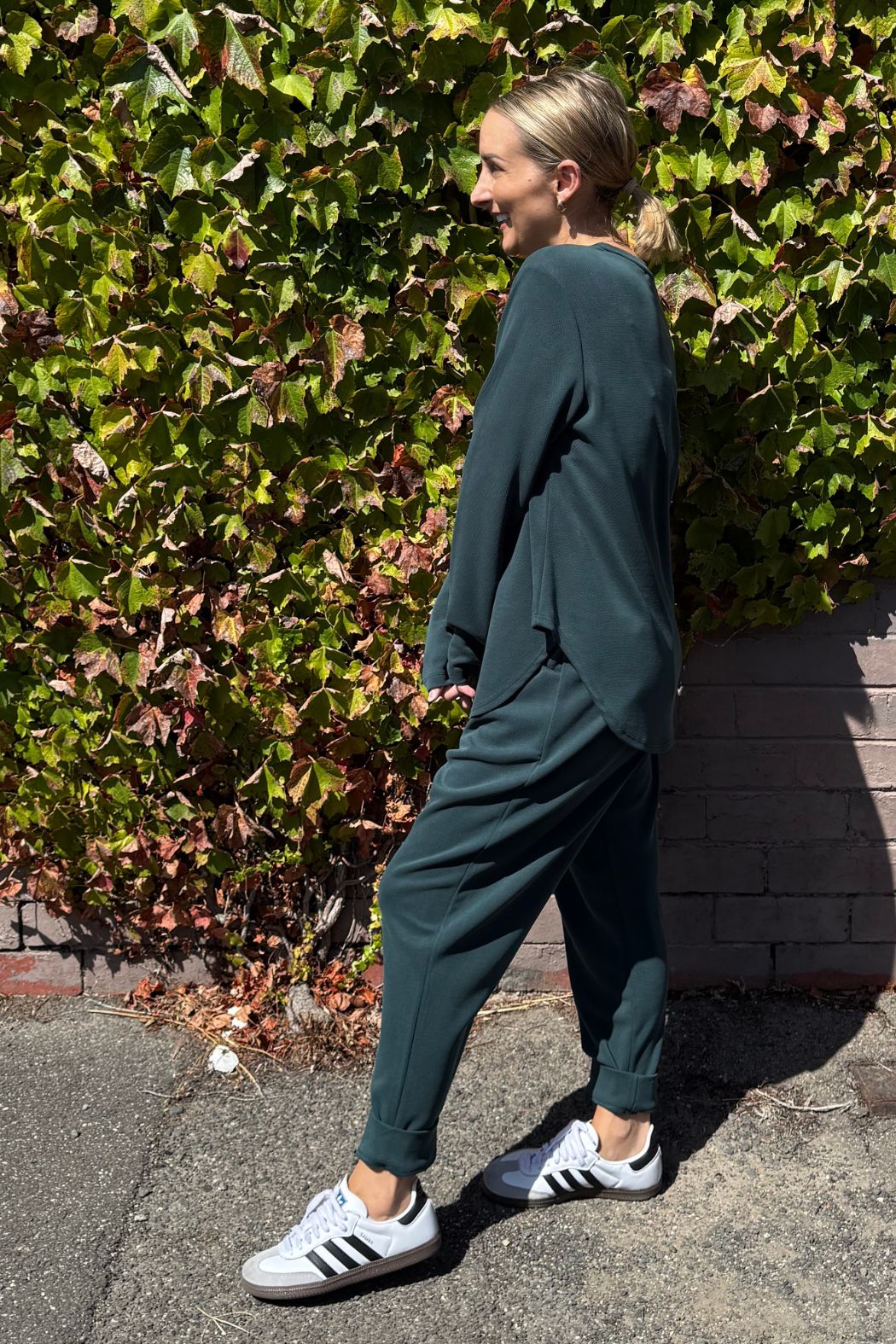 Teal Lux Knit Crew Neck Top