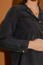 Black Washed Tencel Cargo Shirt