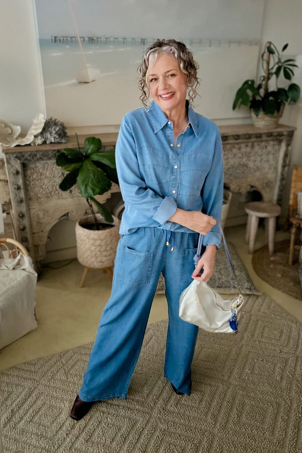 Mid Denim Tencel Cargo Pant