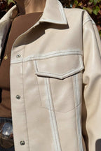 Oatmeal Faux Leather Vintage Jacket