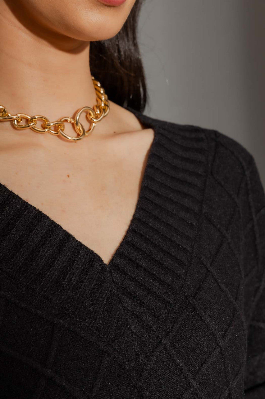 Black Diamond V Neck Jumper Black S/M