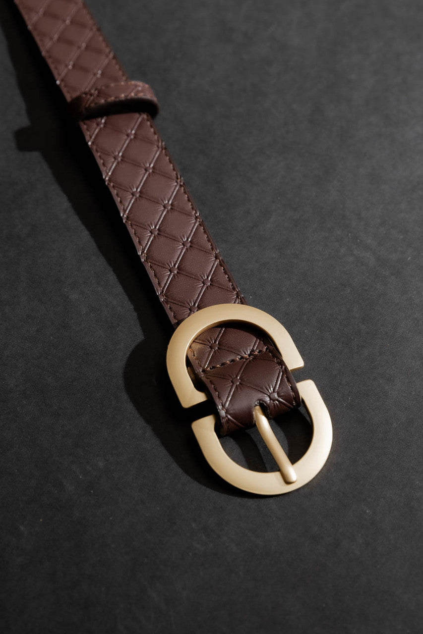 Chocolate Embossed Classic Belt Chocolate O/S