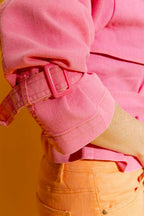 Pink Denim Crop Trench