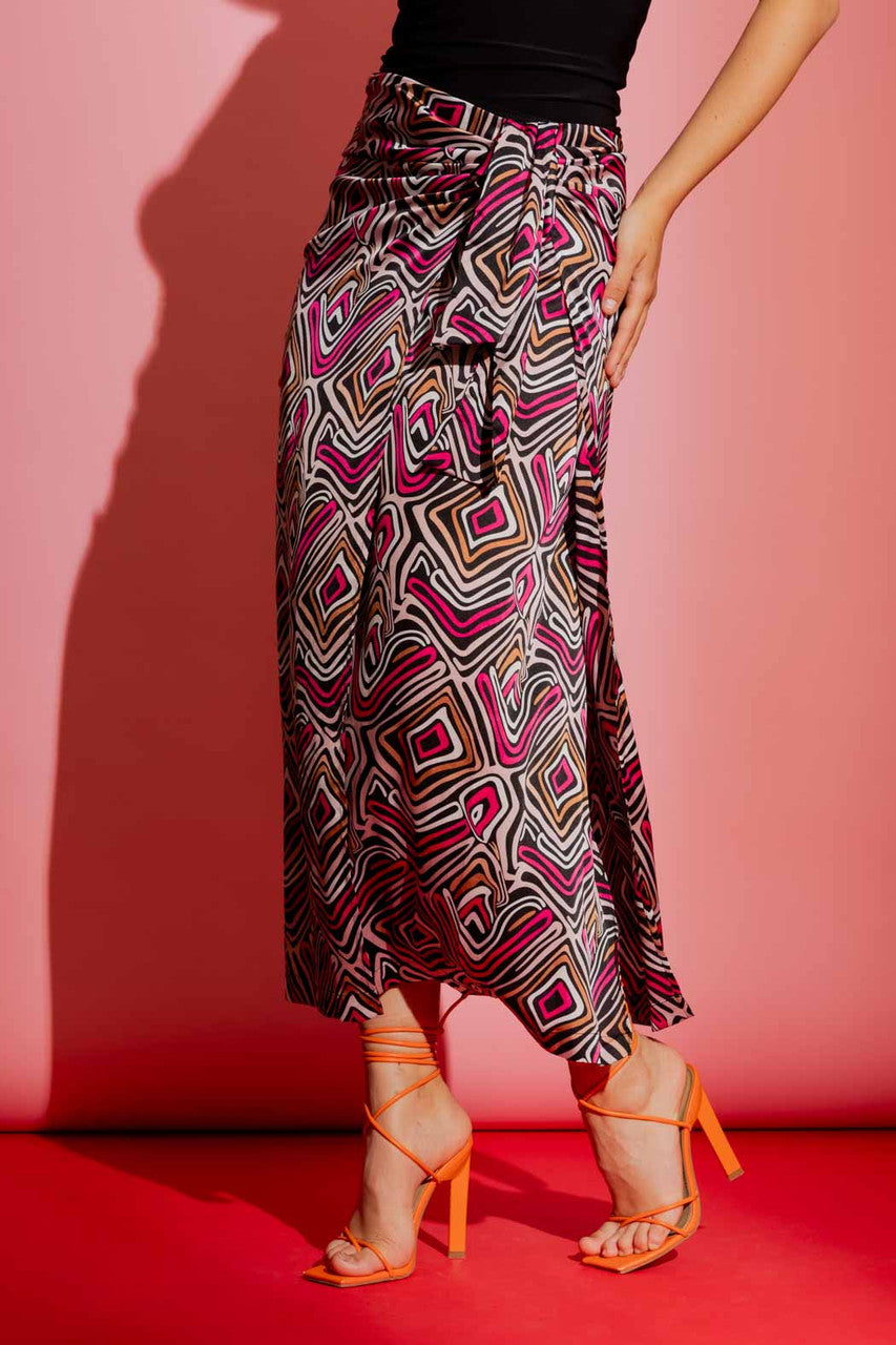 Pink Swirl Knot Front Skirt Pink Swirl