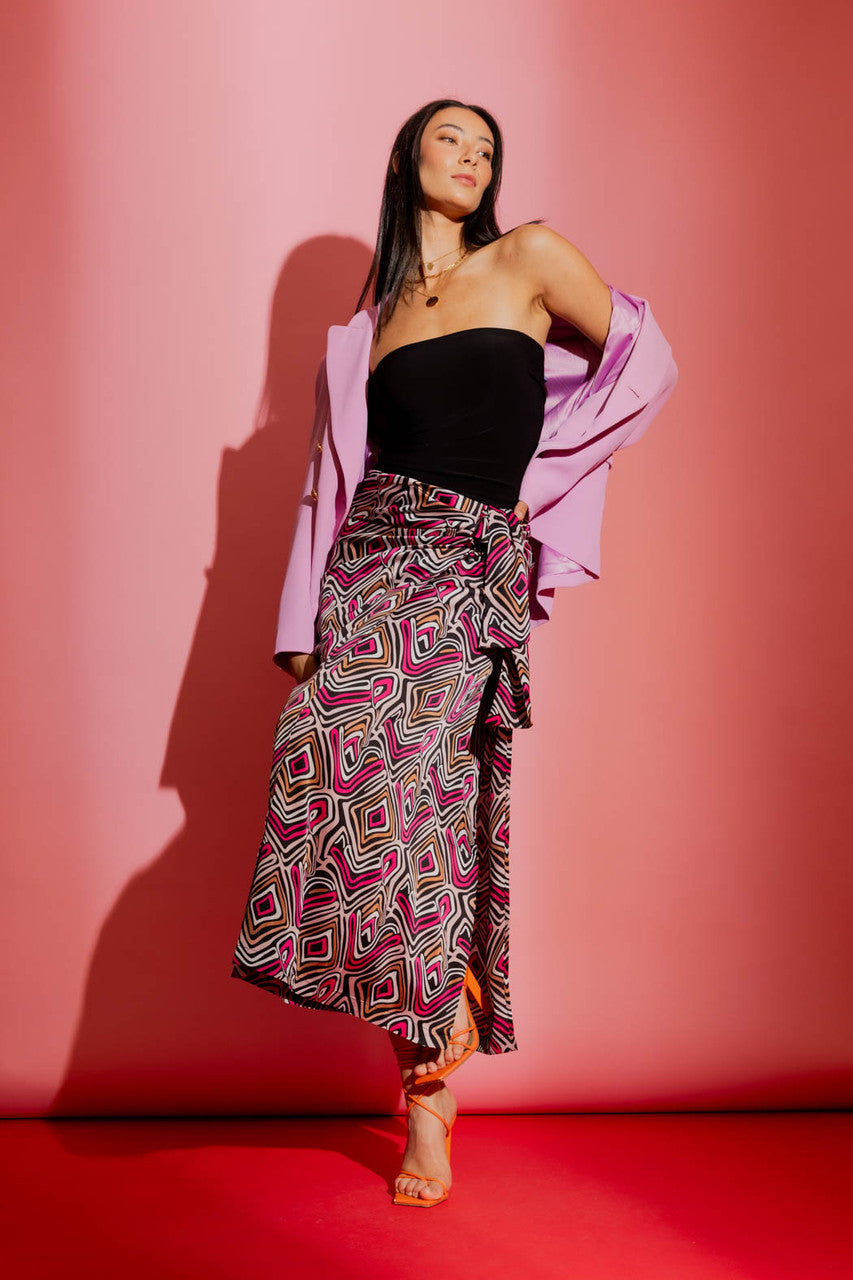 Pink Swirl Knot Front Skirt Pink Swirl