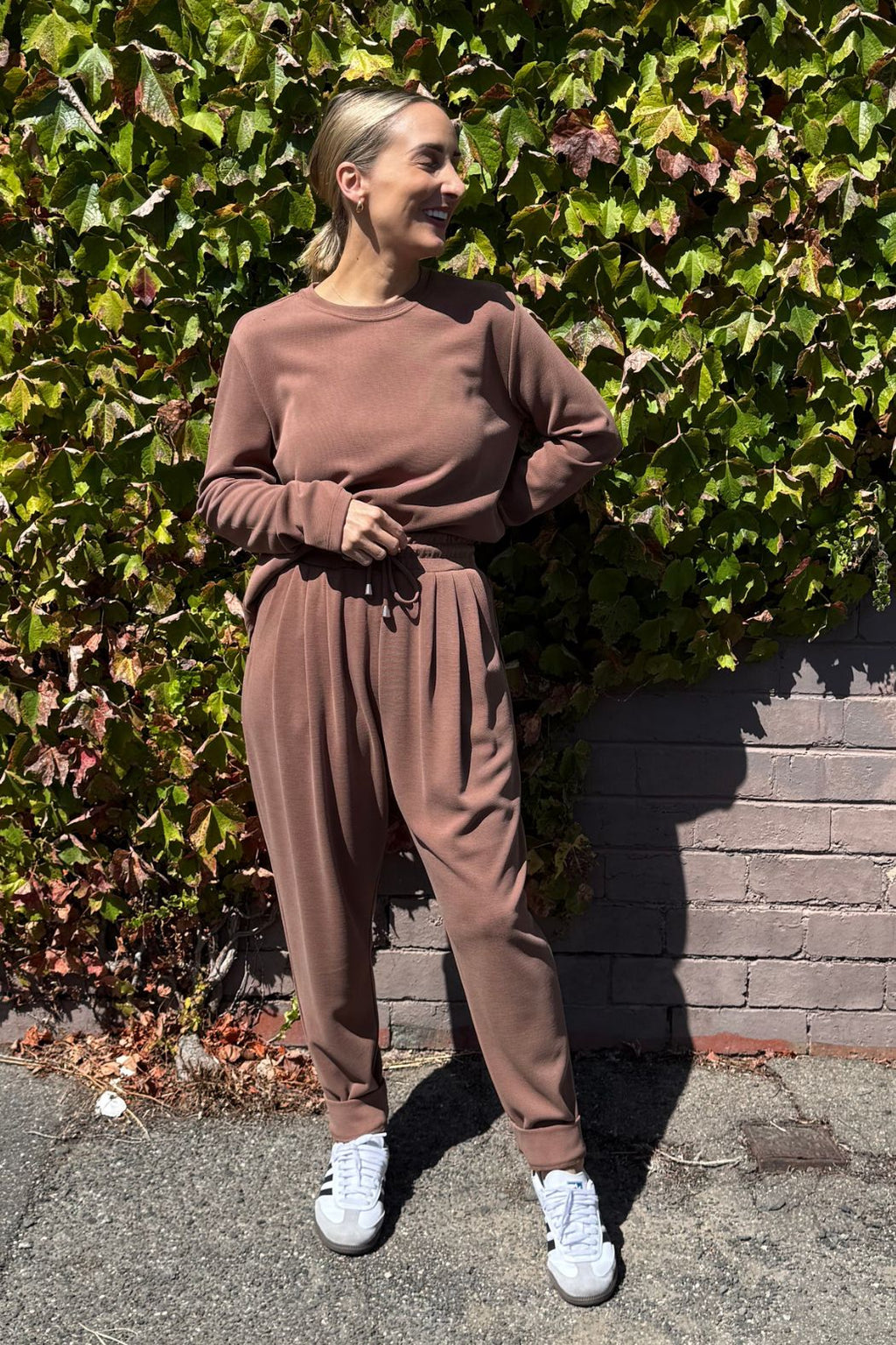 Caramel Lux Knit Slouch Pant