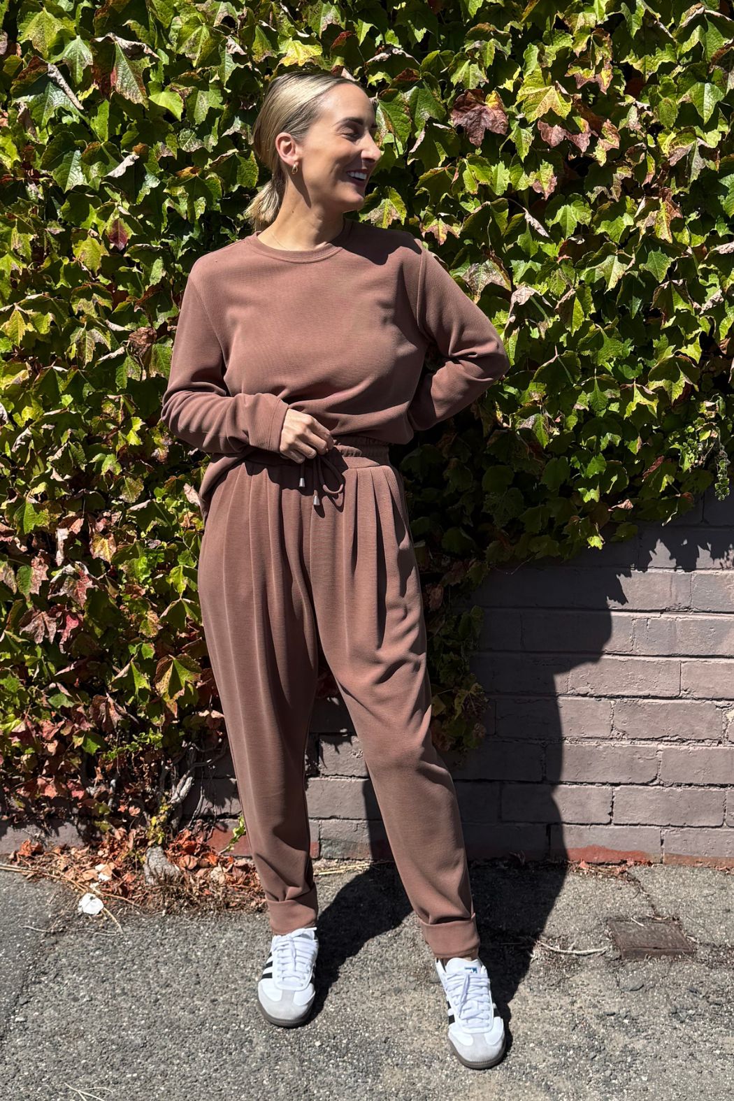 Caramel Lux Knit Slouch Pant