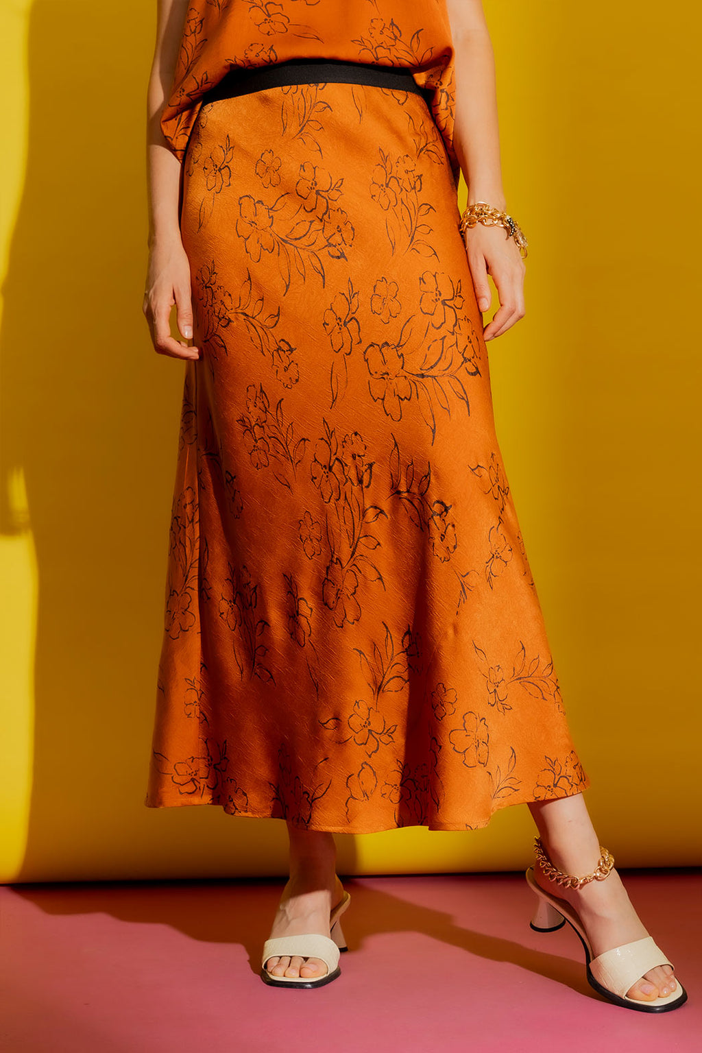 Tan/Black Bias Skirt