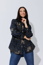 Navy/Taupe Animal Denim Shacket