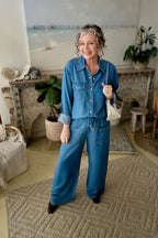 Mid Denim Tencel Cargo Pant
