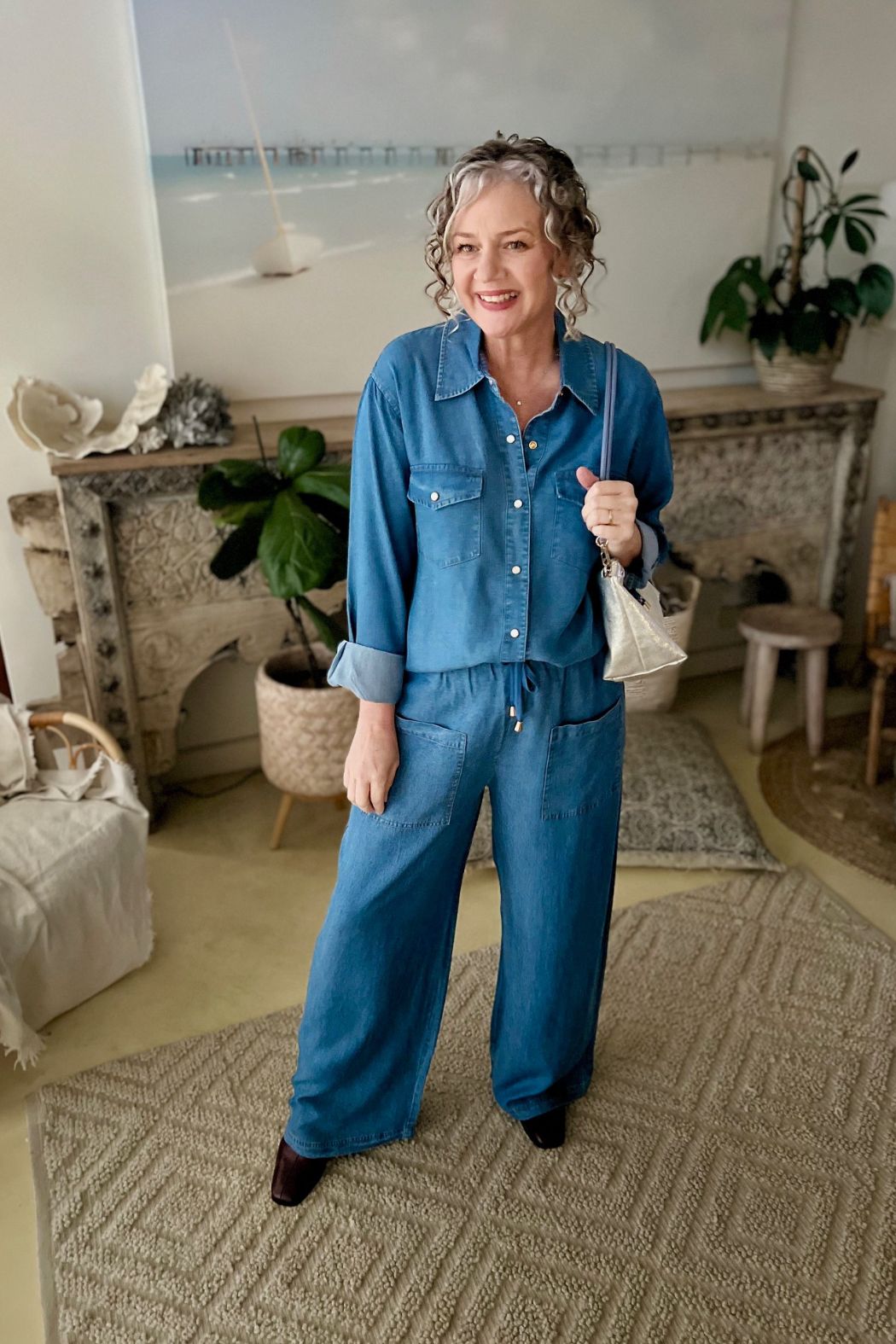 Mid Denim Tencel Cargo Pant