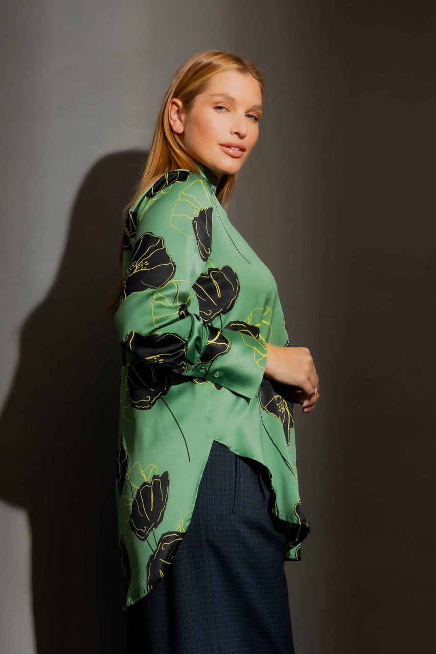 Green/Yellow Silky Blogger Shirt