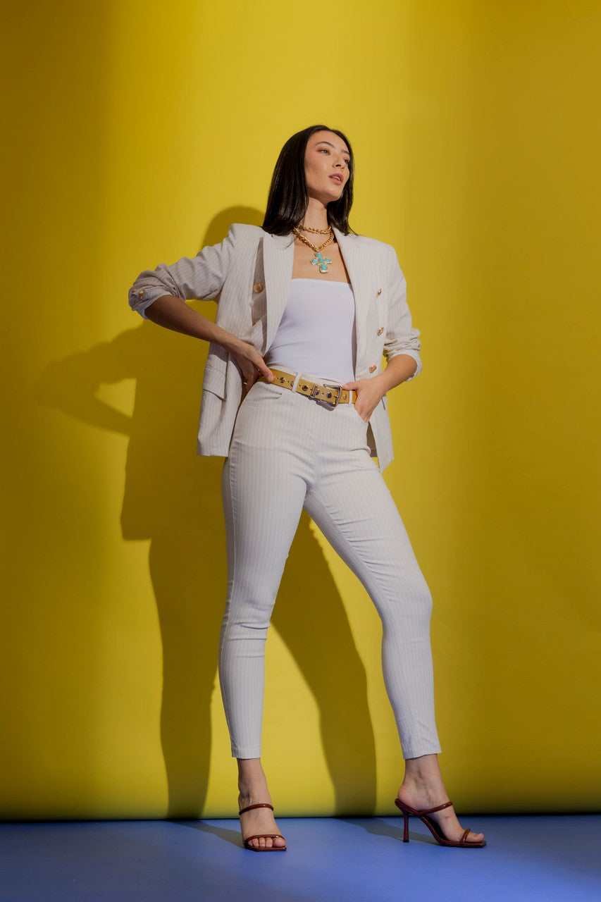 Beige Stripe Bengaline Jean Beige Stripe