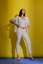 Beige Stripe Bengaline Jean Beige Stripe