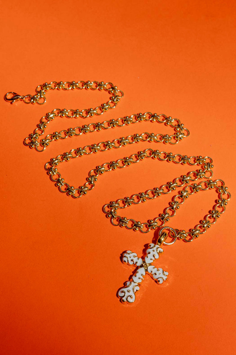 Enamel Filigree Cross Necklace S