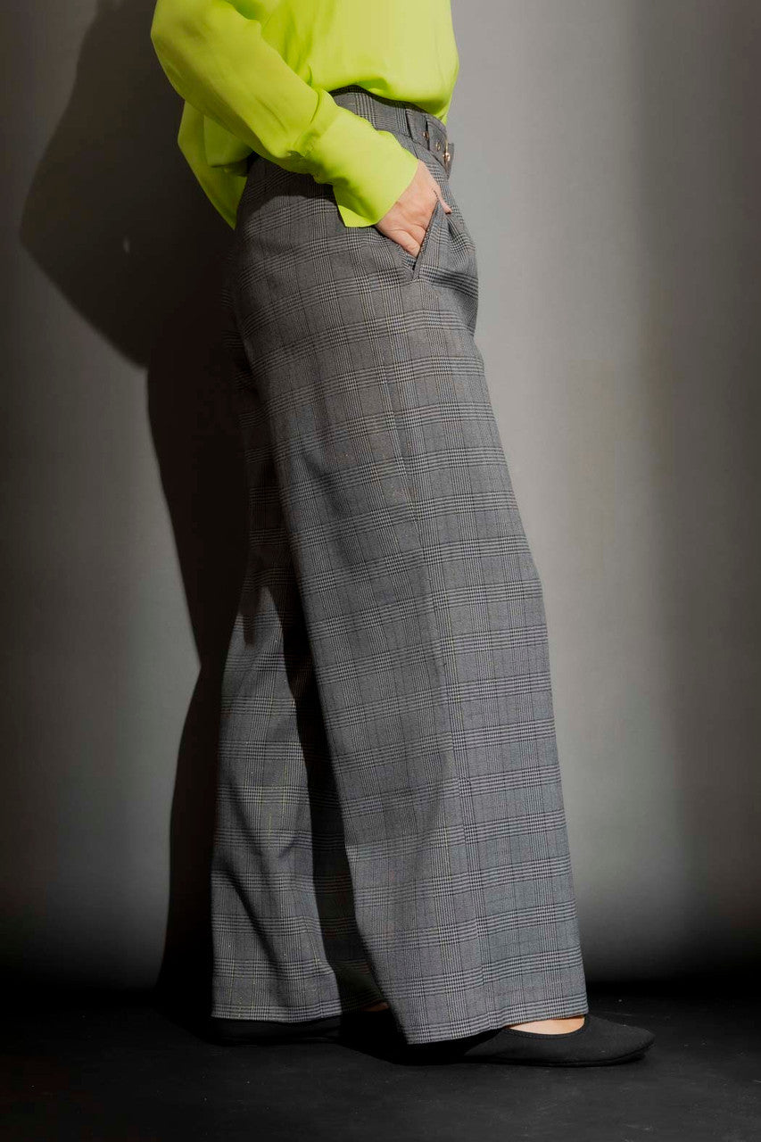 Grey Check Lurex Cleo Pant Grey Check