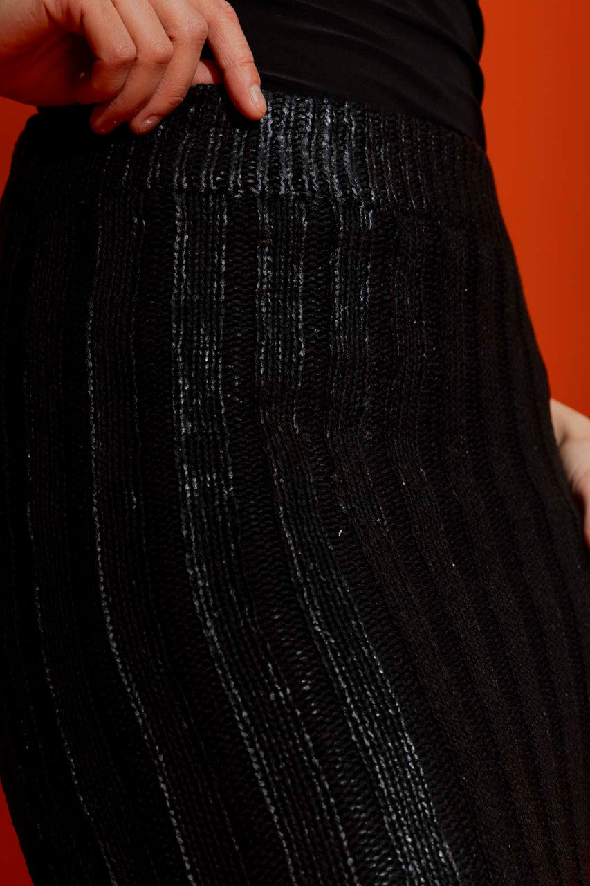 Black Crochet Foil Knit Skirt