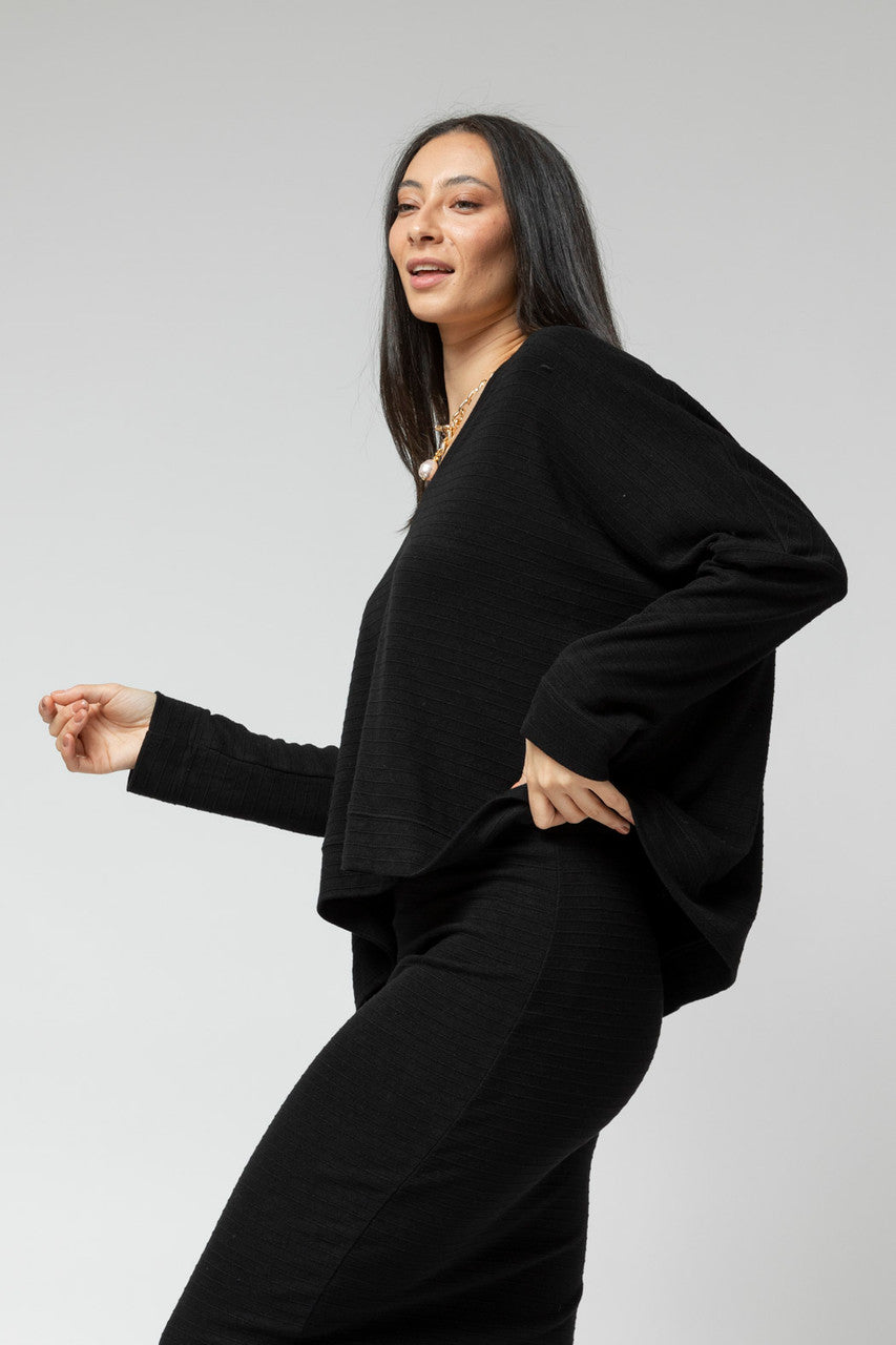 Black Ava V Neck Jumper