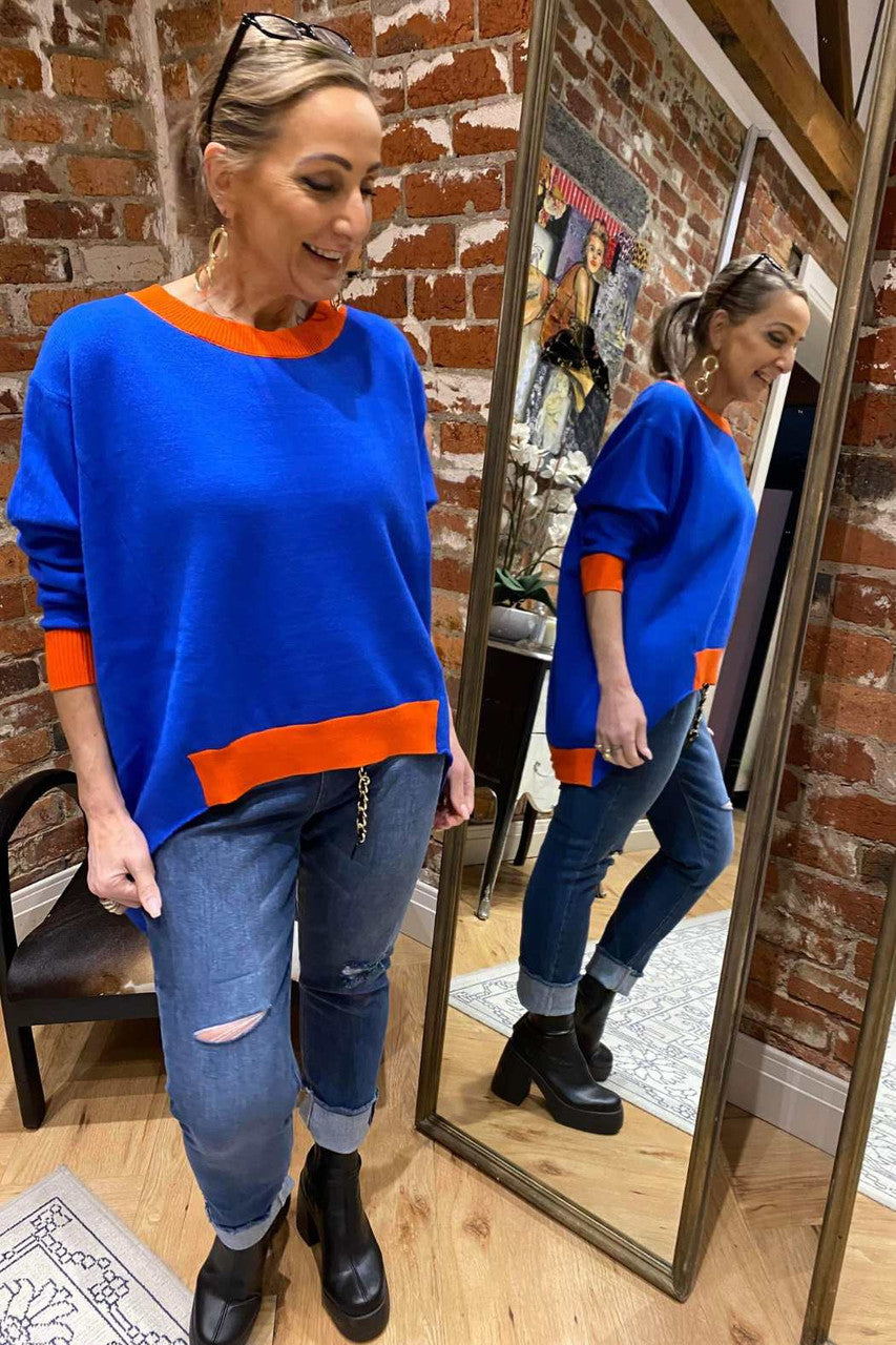 Cobalt / Orange Two Tone Knit
