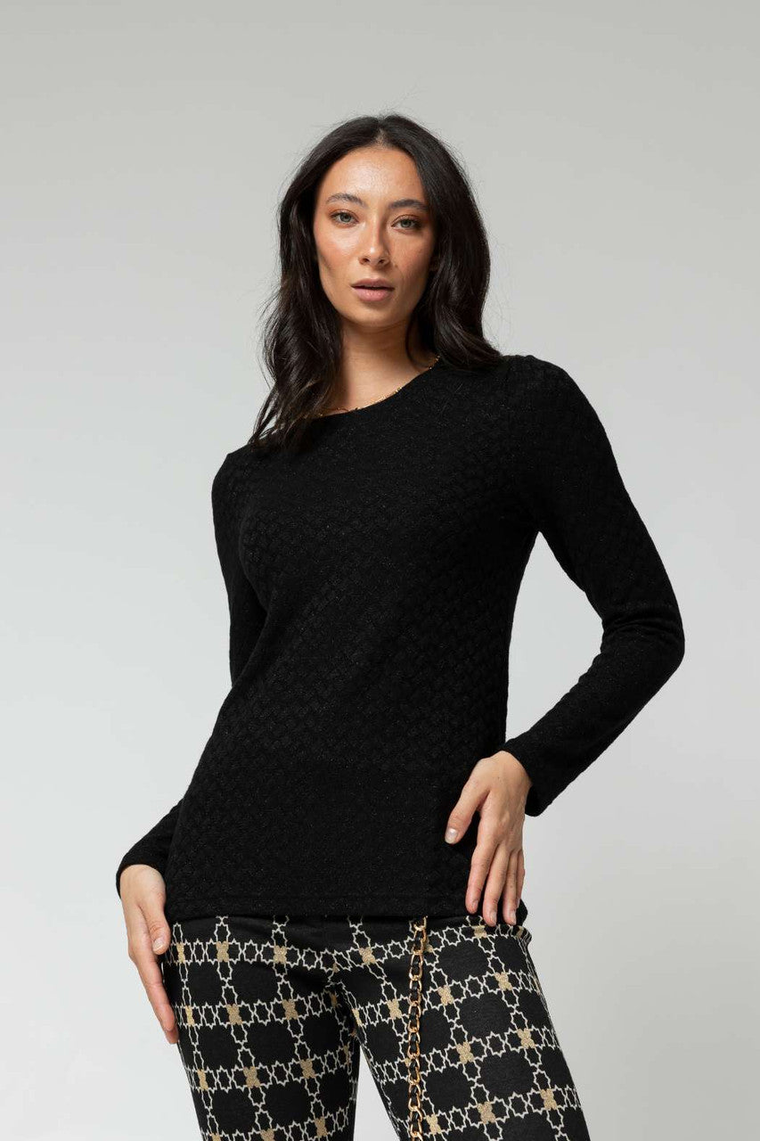 Black Sparkle Crew Top