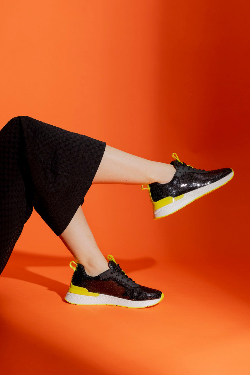 Neon/Black Sequin Sneaker