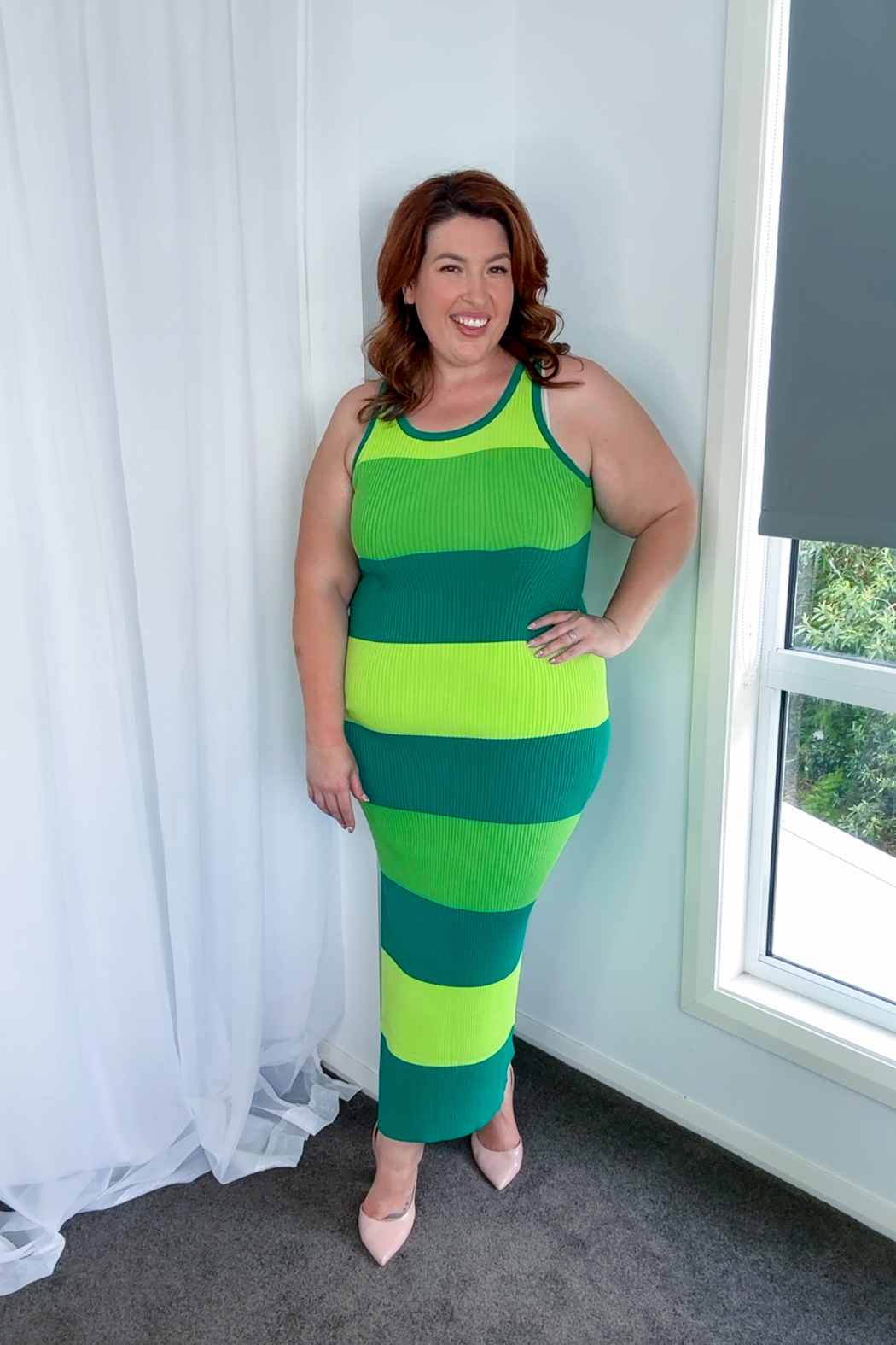 Lime / Jade / Green Stripe Rib Dress