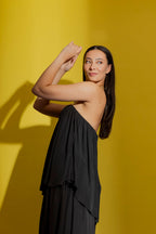 Black Silky Strapless Top