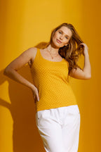 Yellow Checkerboard Double Layer Cami