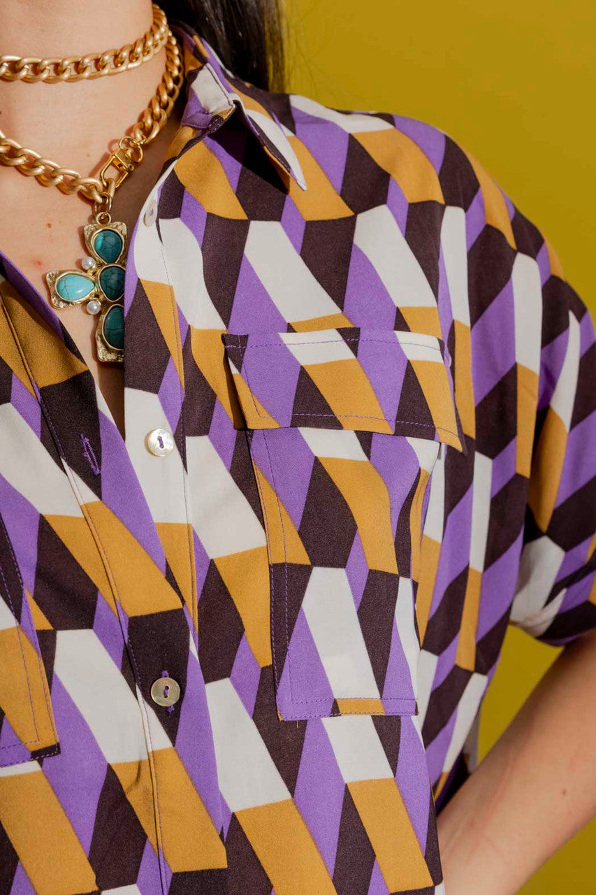 Lilac/Gold Crop Blake Shirt