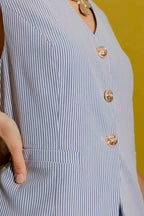 Blue Stripe Tailored Vest Blue Stripe