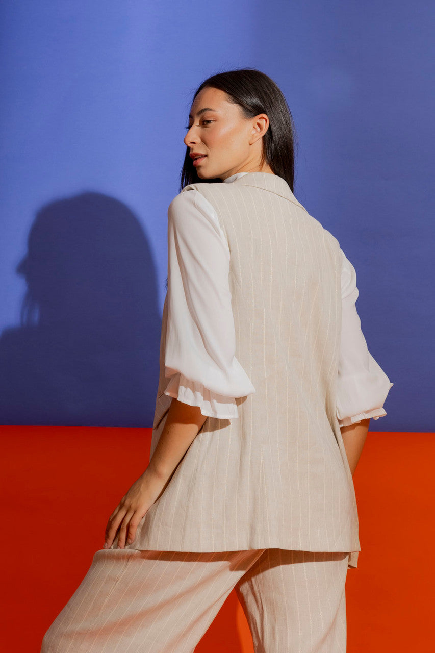 Natural Stripe Linen Vest