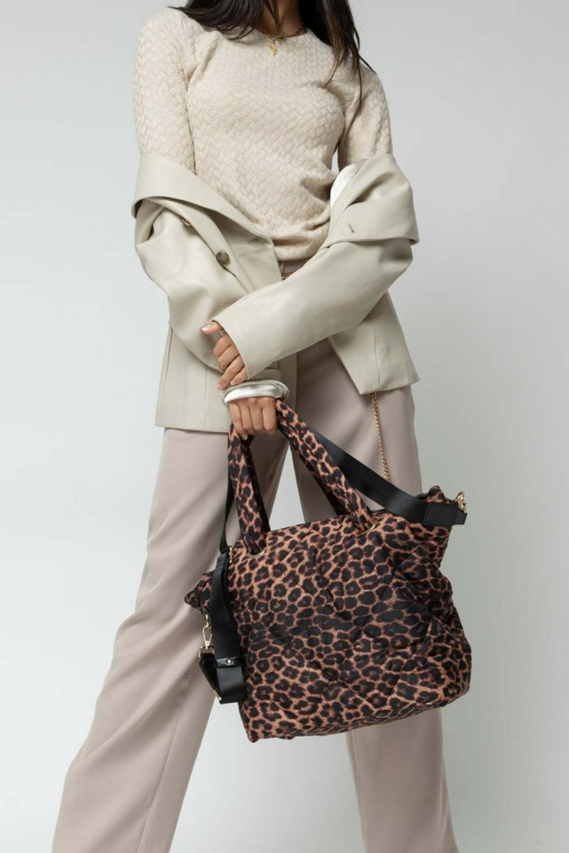 Brown Animal Quilted Tote Bag - FINAL SALE