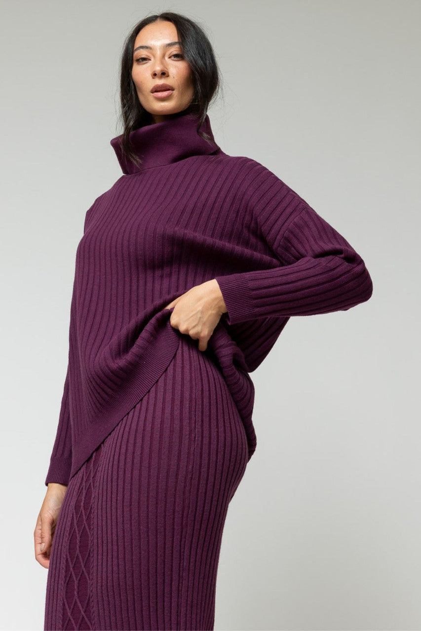Plum Cowl Neck Jumper