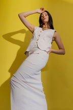 Beige Stripe Tailored Vest Beige Stripe
