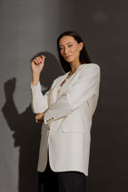 Ivory Sandwashed Linen Oversized Blazer