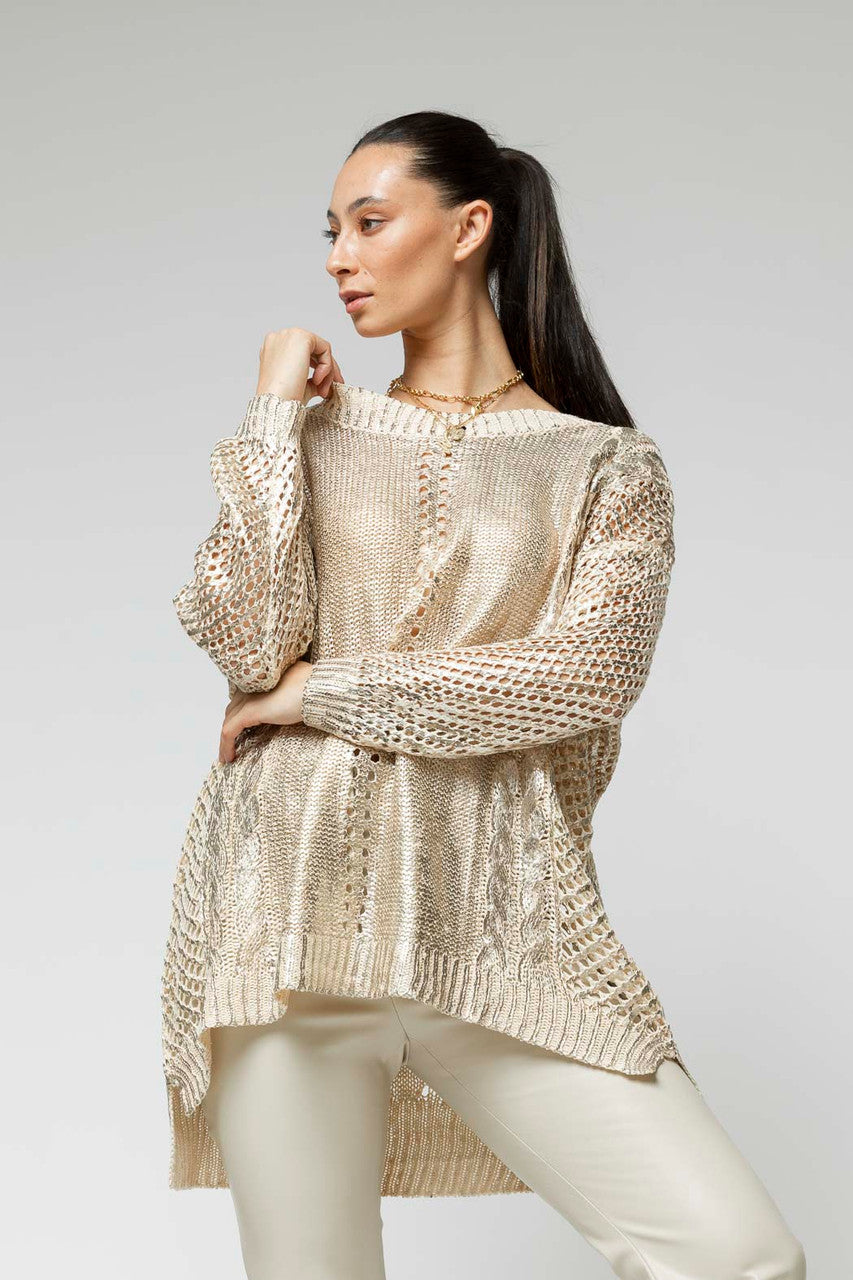 Gold Foil Crochet Jumper