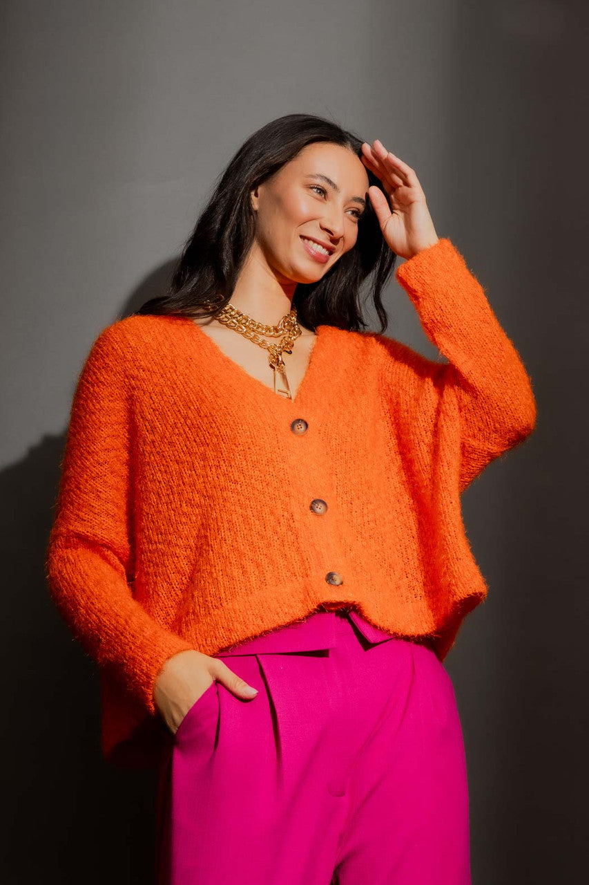 Orange Fluffy Wonder Cardigan