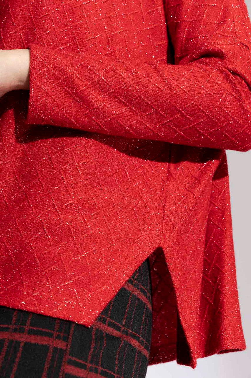 Red Lurex Crew Neck Jumper