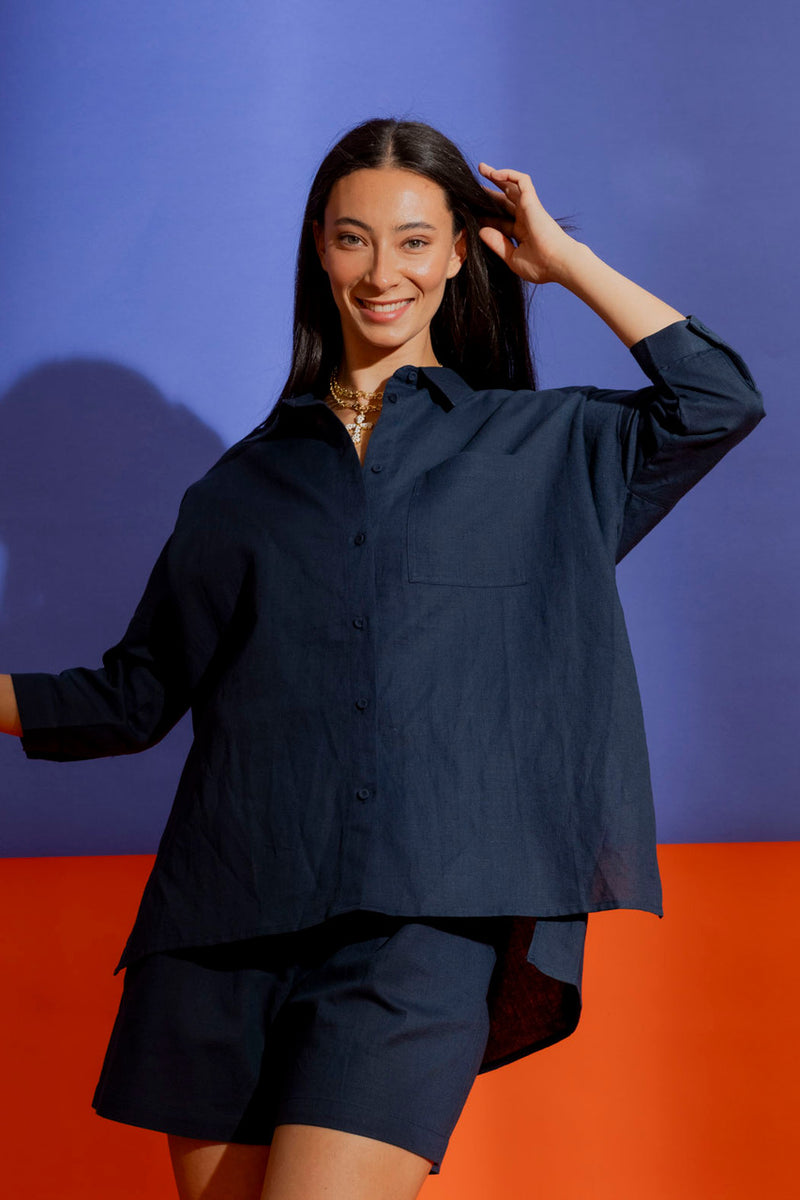 Navy Linen Everyday Shirt